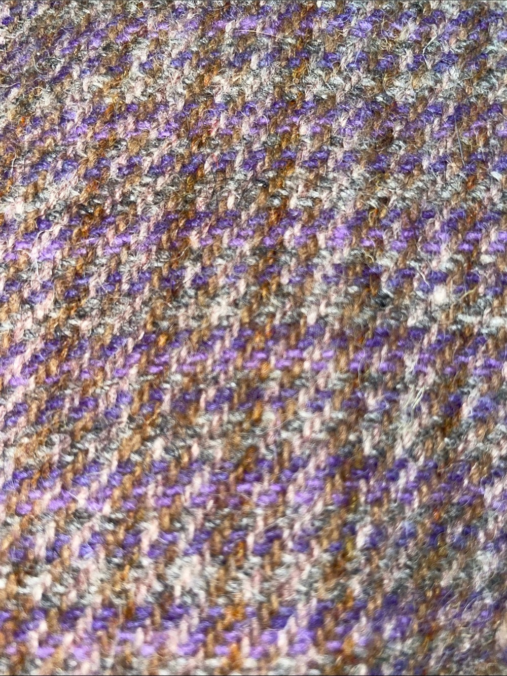 Vintage Harris Tweed Handwoven Scottish Wool Long Coat Purple Brown Plaid - Picture 4 of 16
